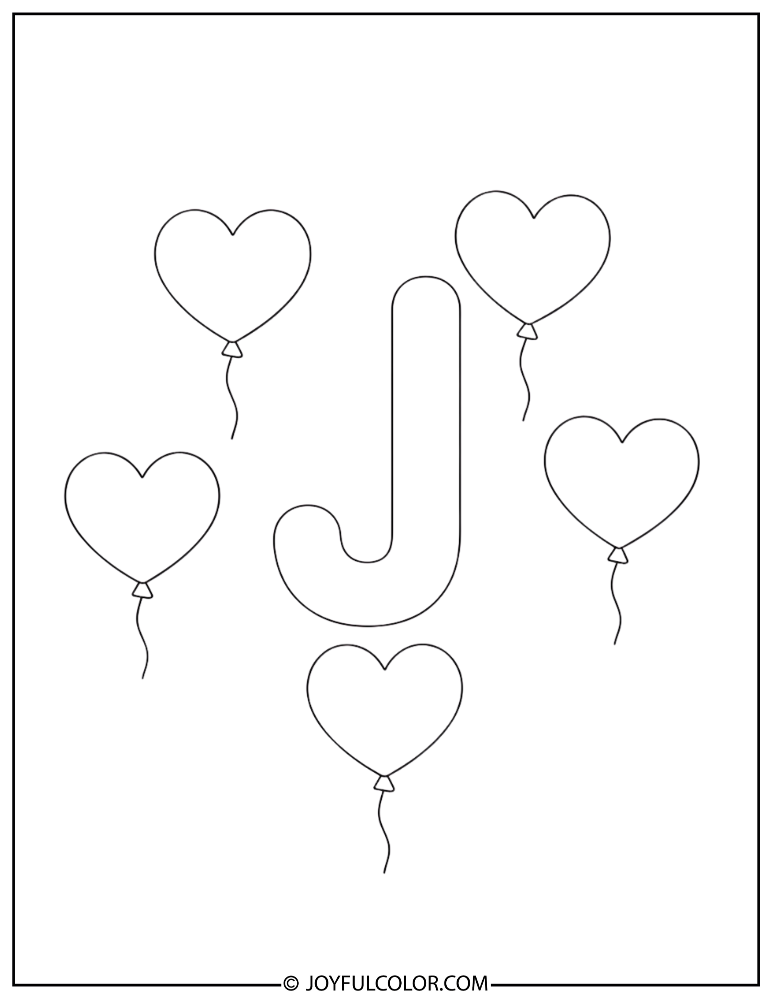 Balloons Letter J Coloring Page