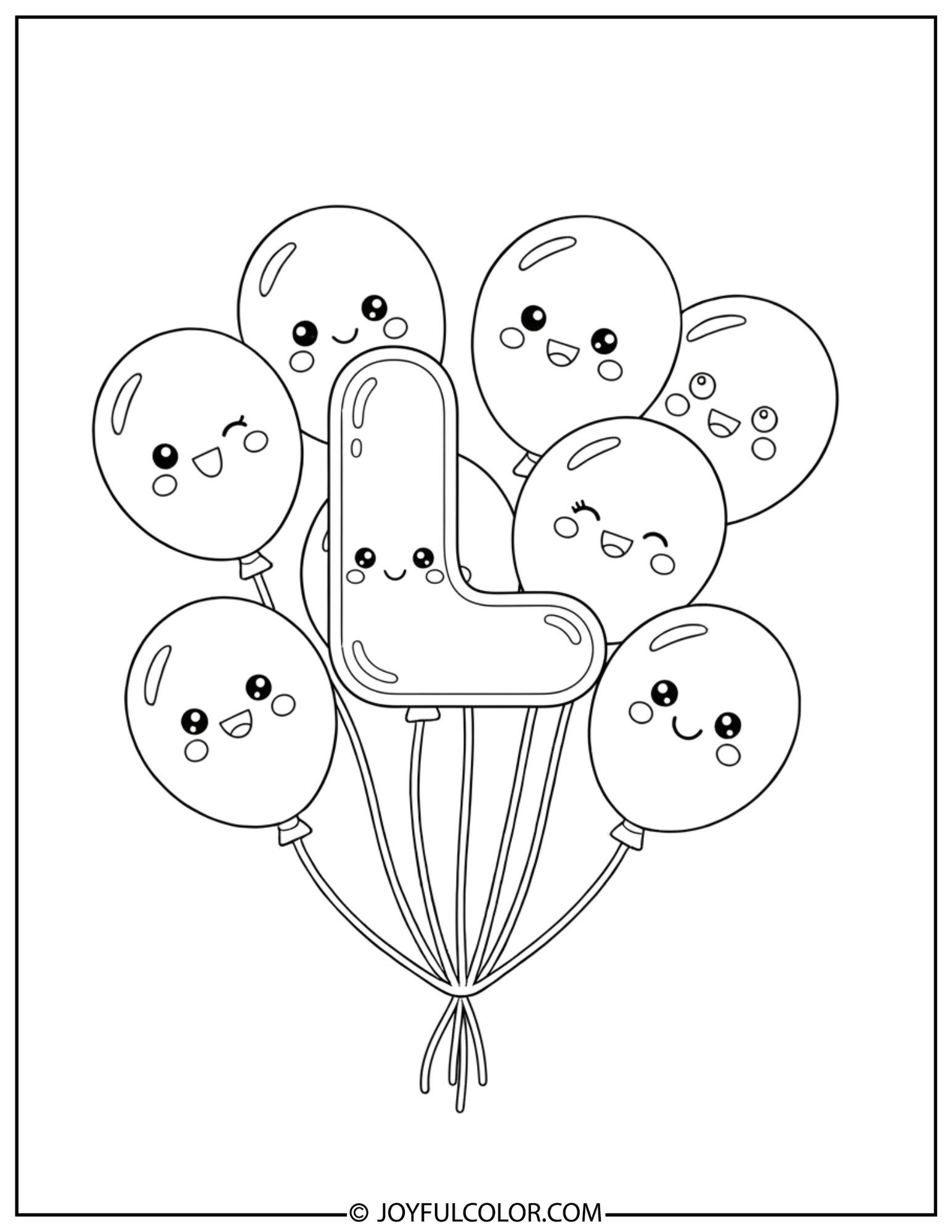 Balloons Letter L Coloring Page