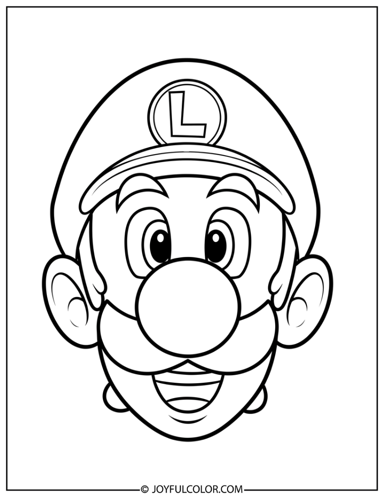 Basic Luigi Face Coloring Page