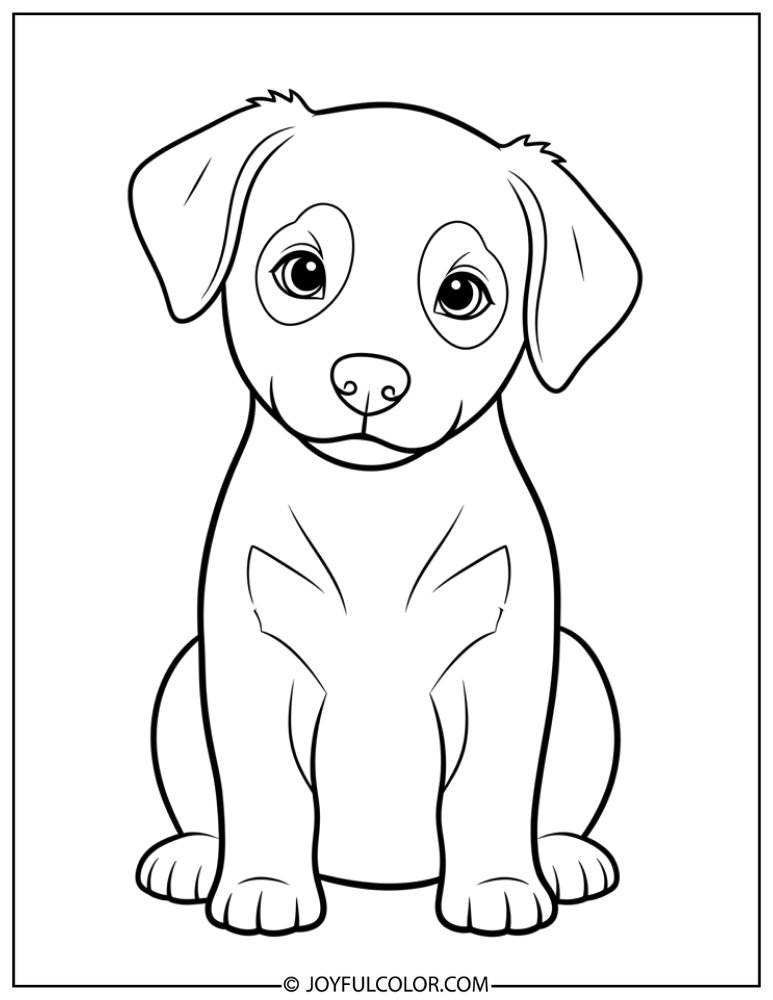 Basic Puppy Sitting Coloring Page