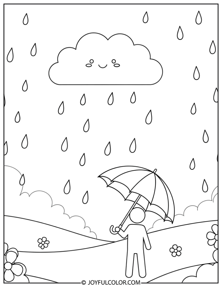Basic Raindrops Coloring Page