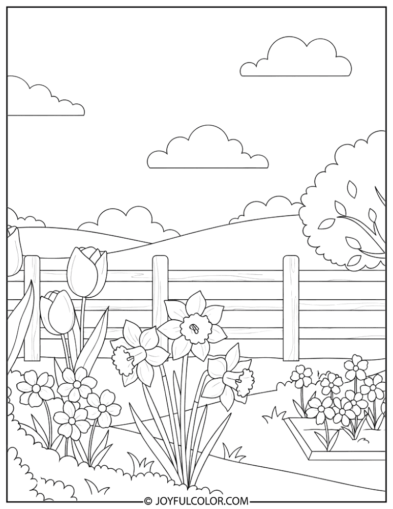 Basic Spring Garden Coloring Page