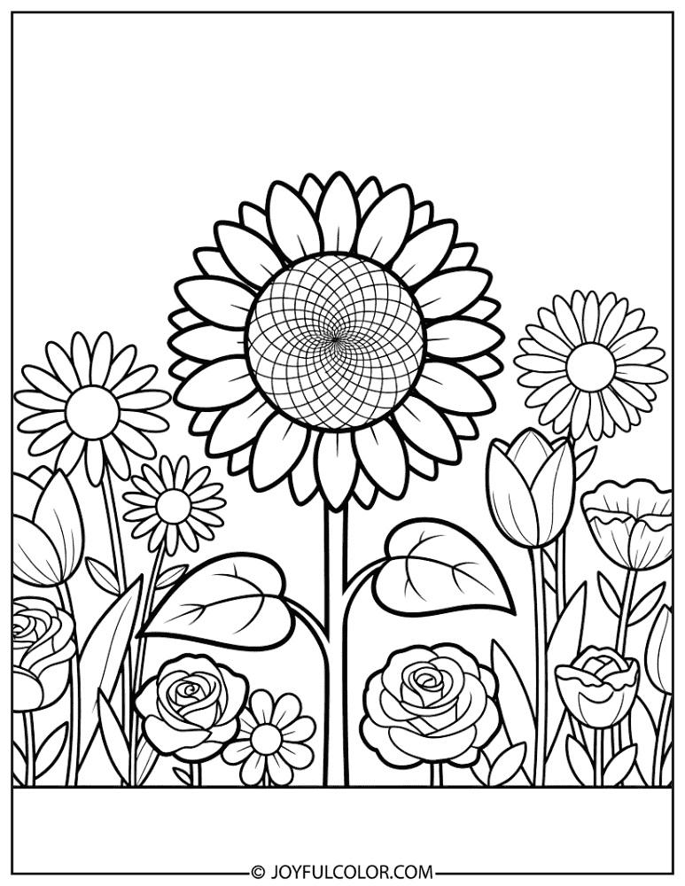 Basic Sunflower Coloring Page