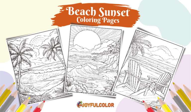 Beach Sunset Coloring Pages