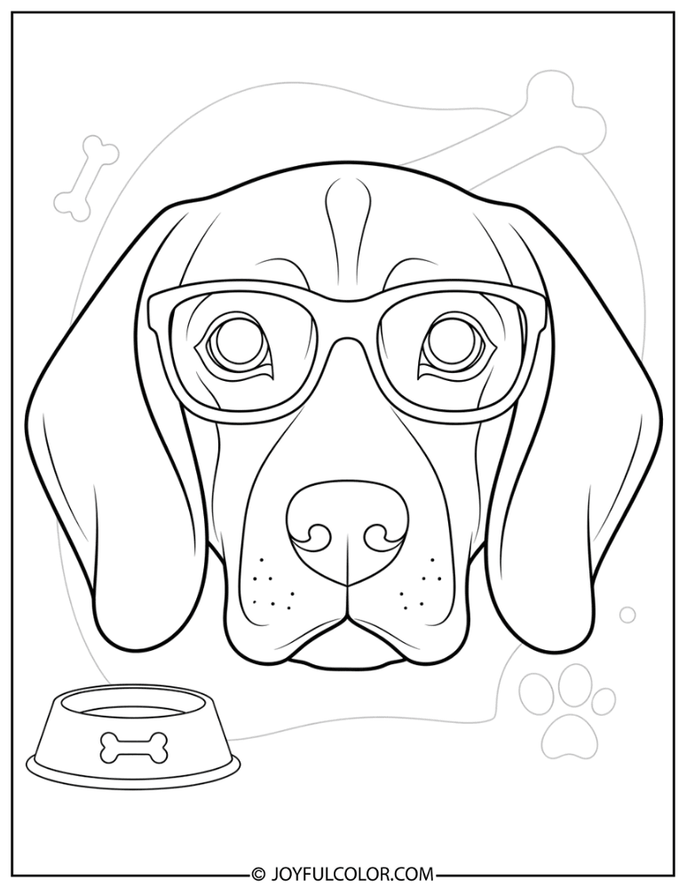 Beagle Close Up Face Coloring Page