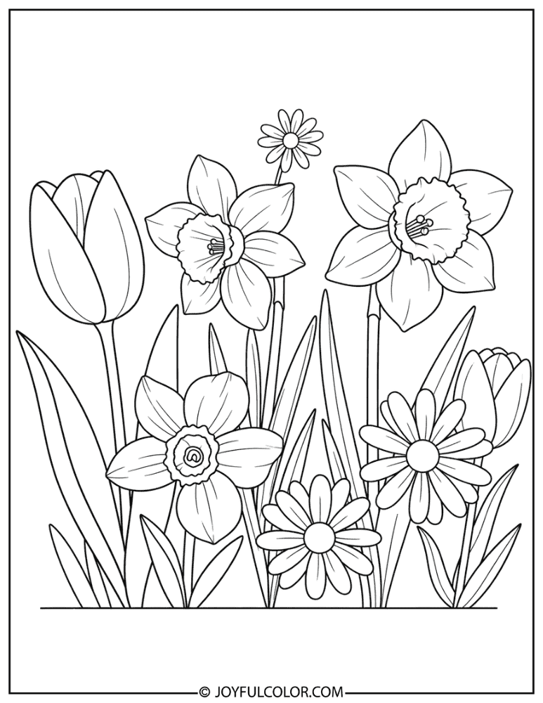 Beginner Spring Flower Coloring Page