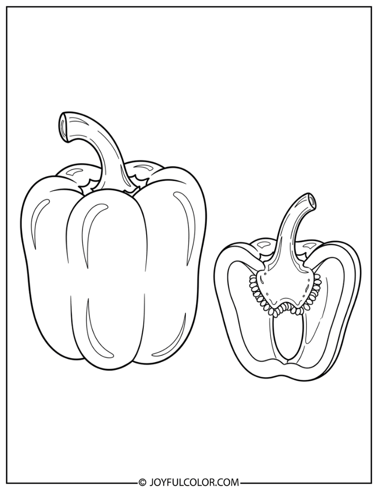 Bell Pepper Cross Section Coloring Page