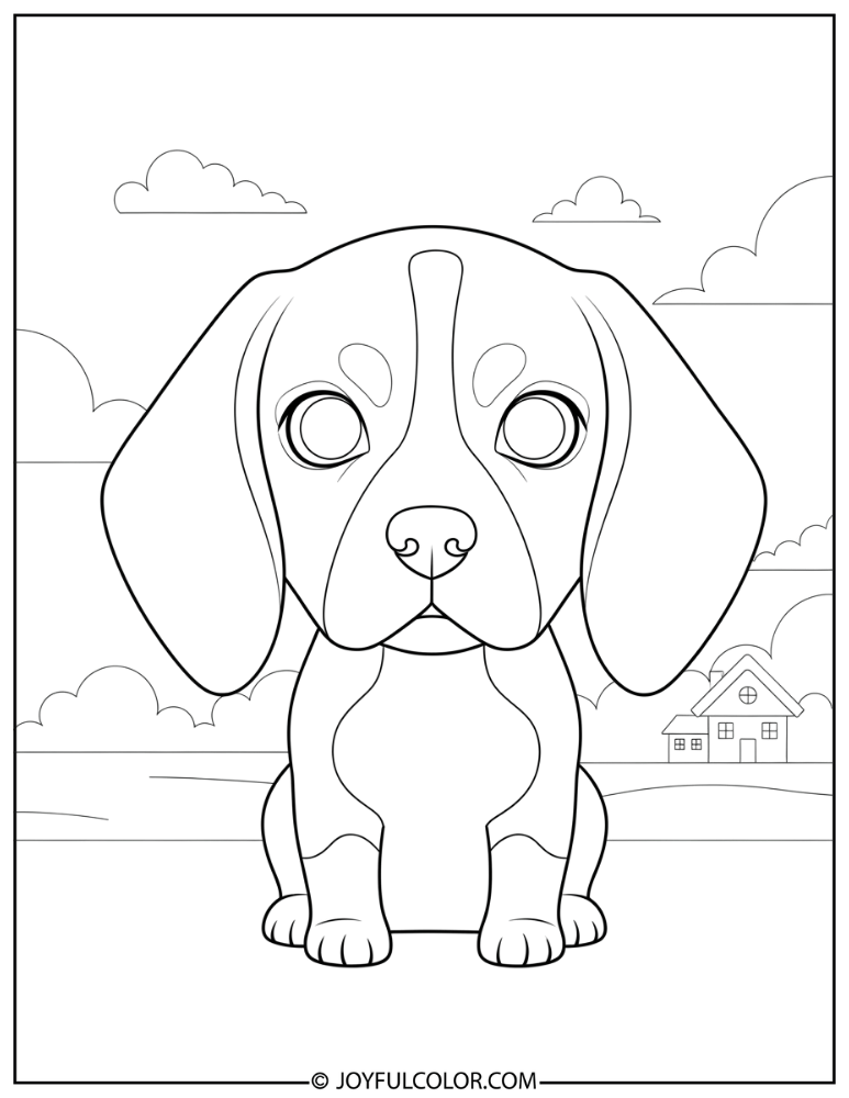 Big Eyed Chibi Beagle Coloring Page