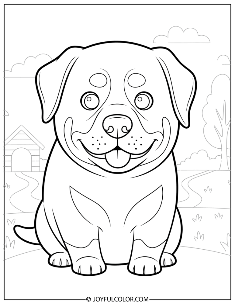 Big Eyes Rottweiler Coloring Page