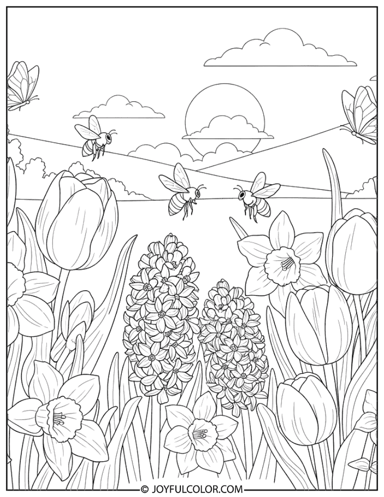 Big Flowers Coloring Page