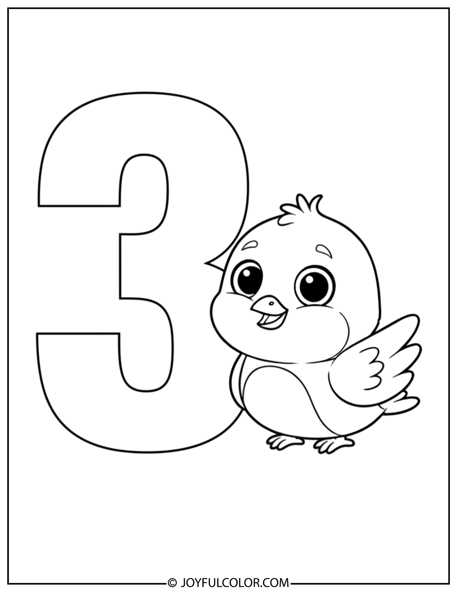Bird Number 3 Coloring Page