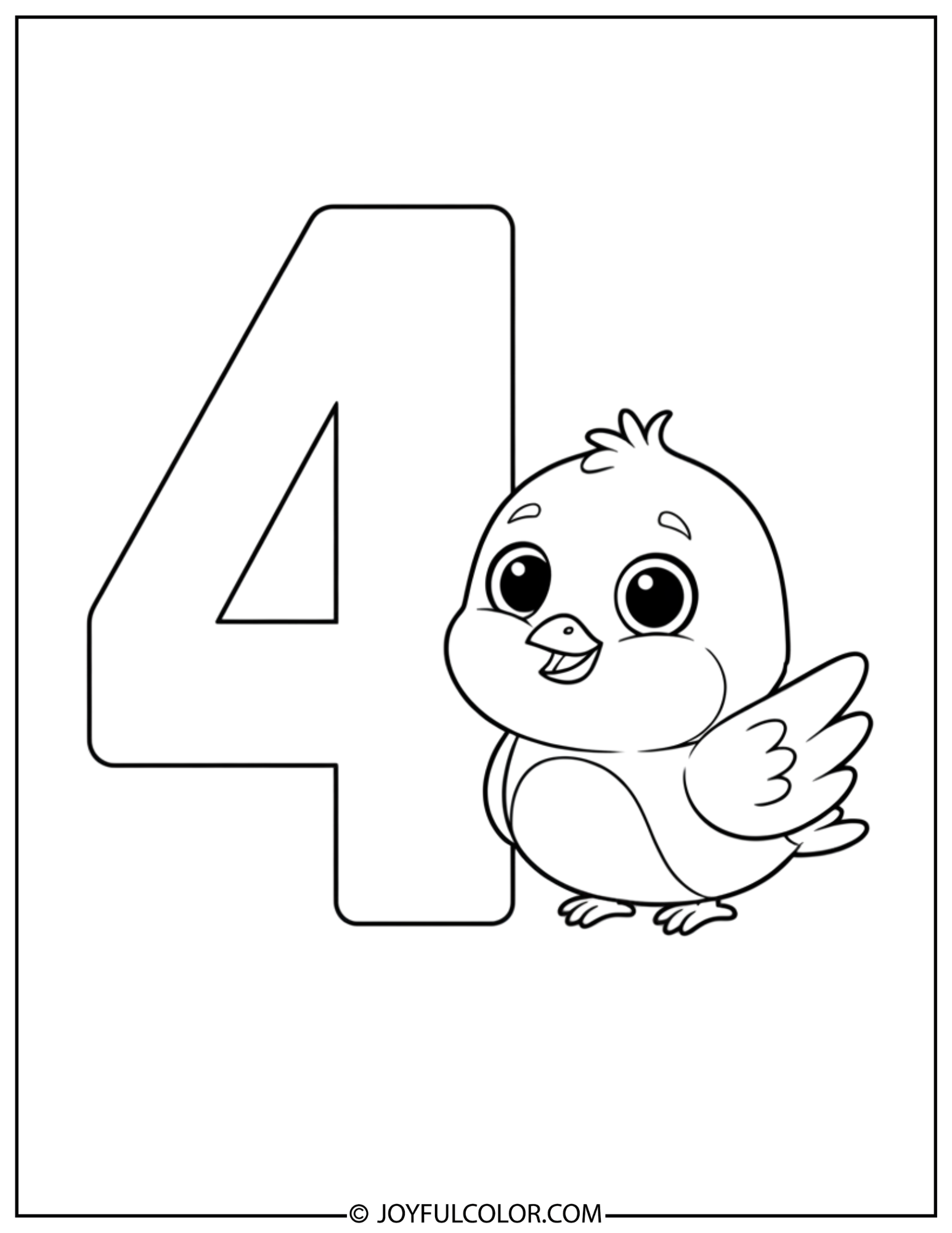 Bird Number 4 Coloring Page