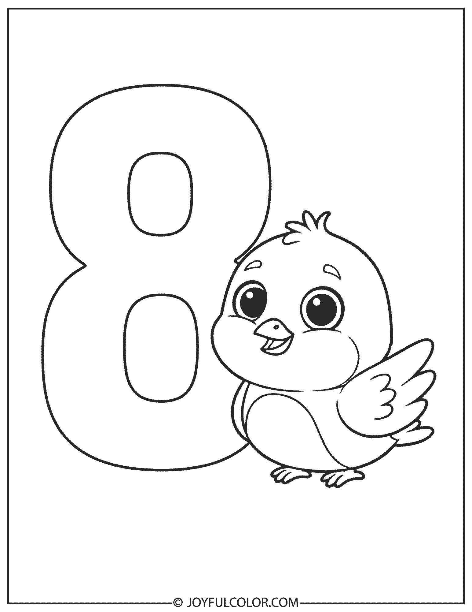 Bird Number 8 Coloring Page