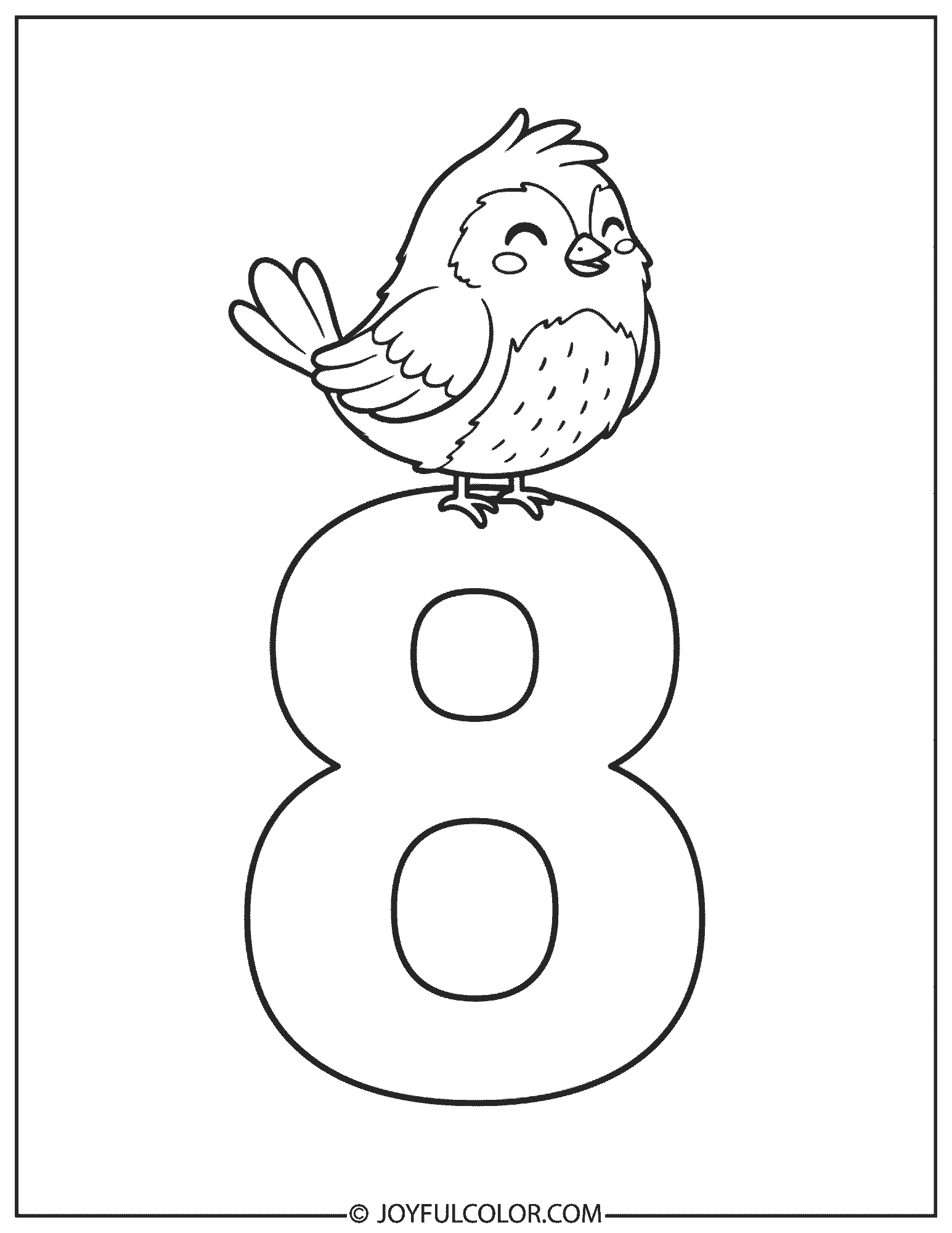 Bird Number 8 Coloring Page
