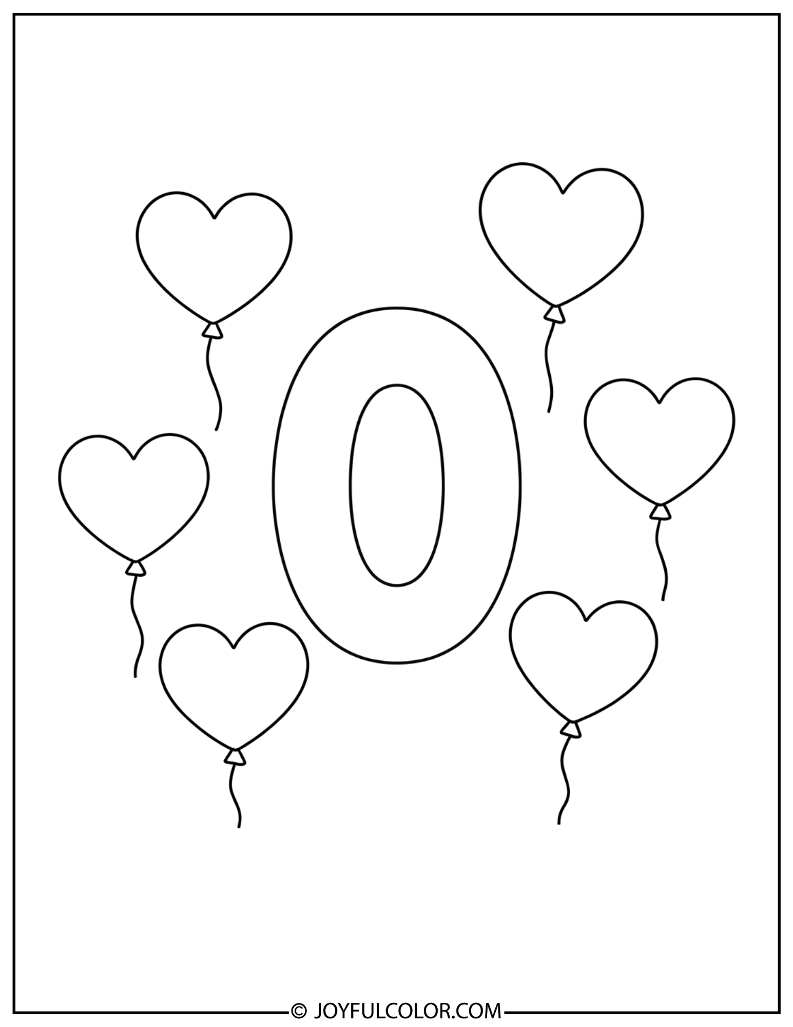 Birthday Balloons Zero Coloring Page