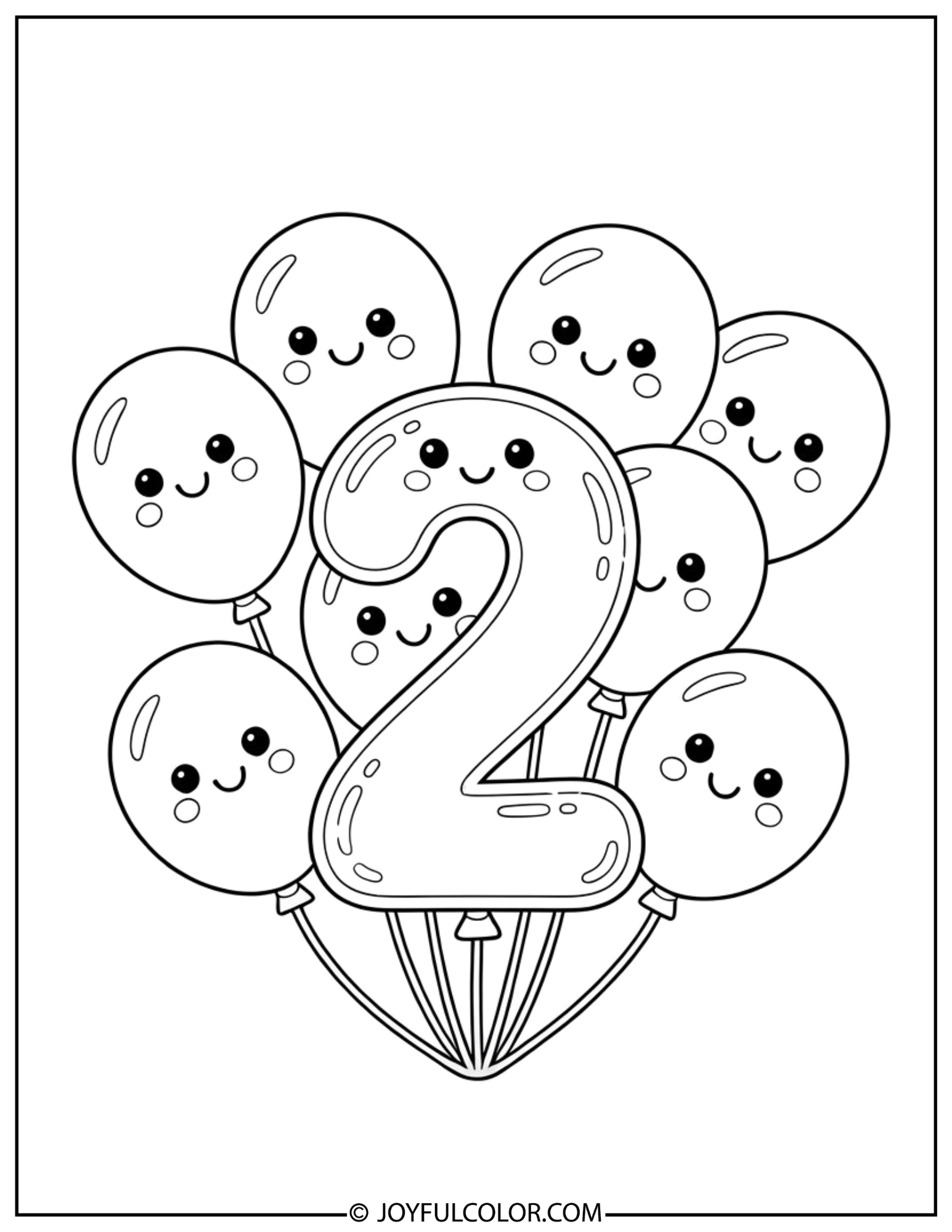 Birthday Balloons Number 2 Coloring Page