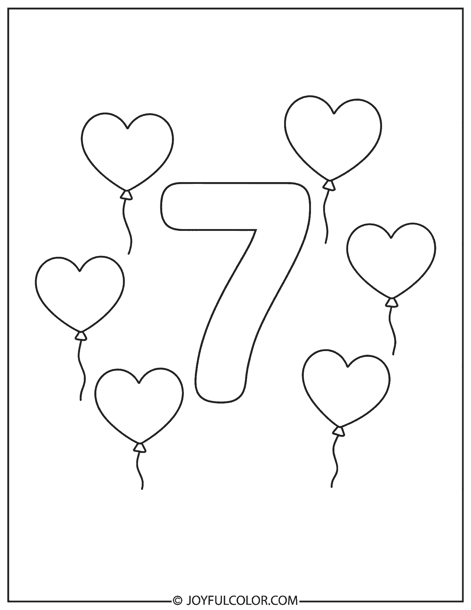 Birthday Balloons 7 Coloring Page