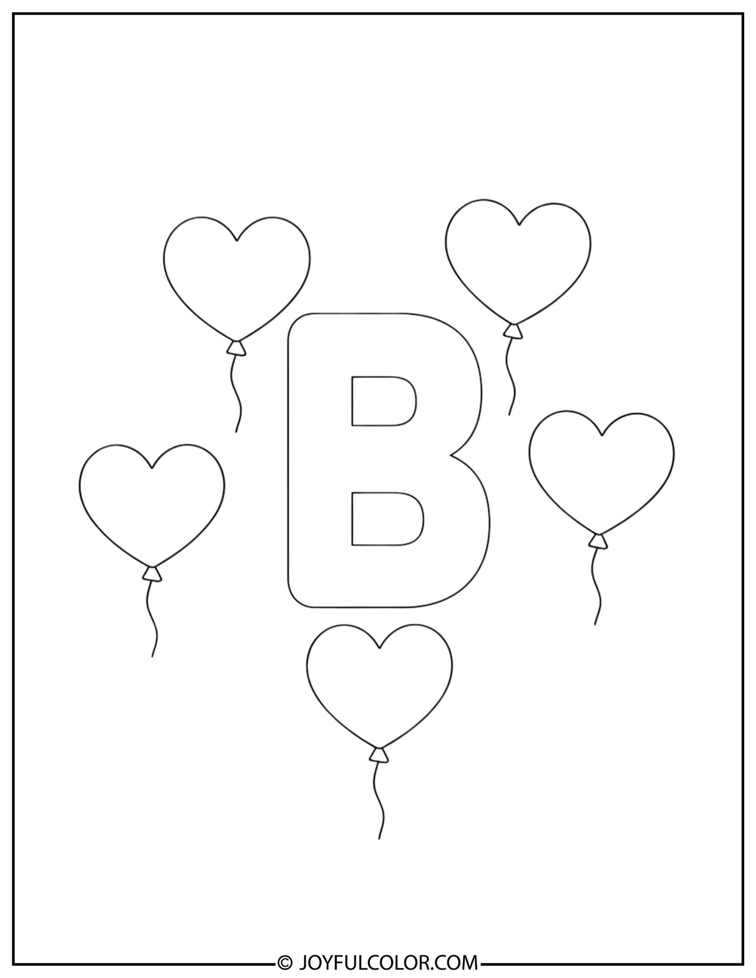 Birthday Balloons Letter B Coloring Page