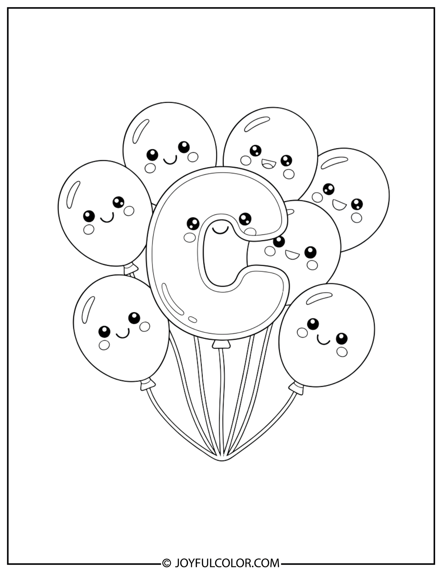Birthday Balloons Letter C Coloring Page 2