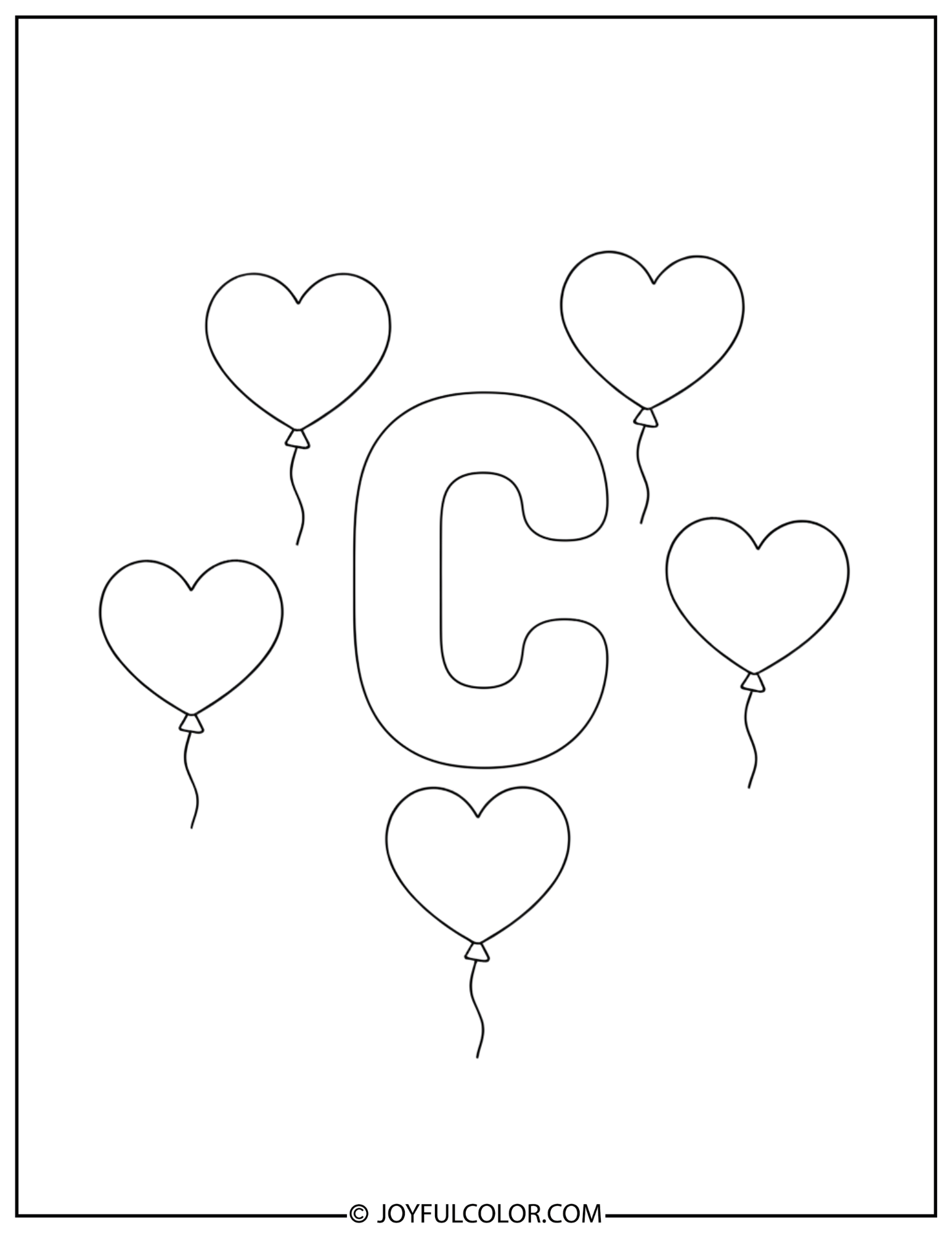 Birthday Balloons Letter C Coloring Page