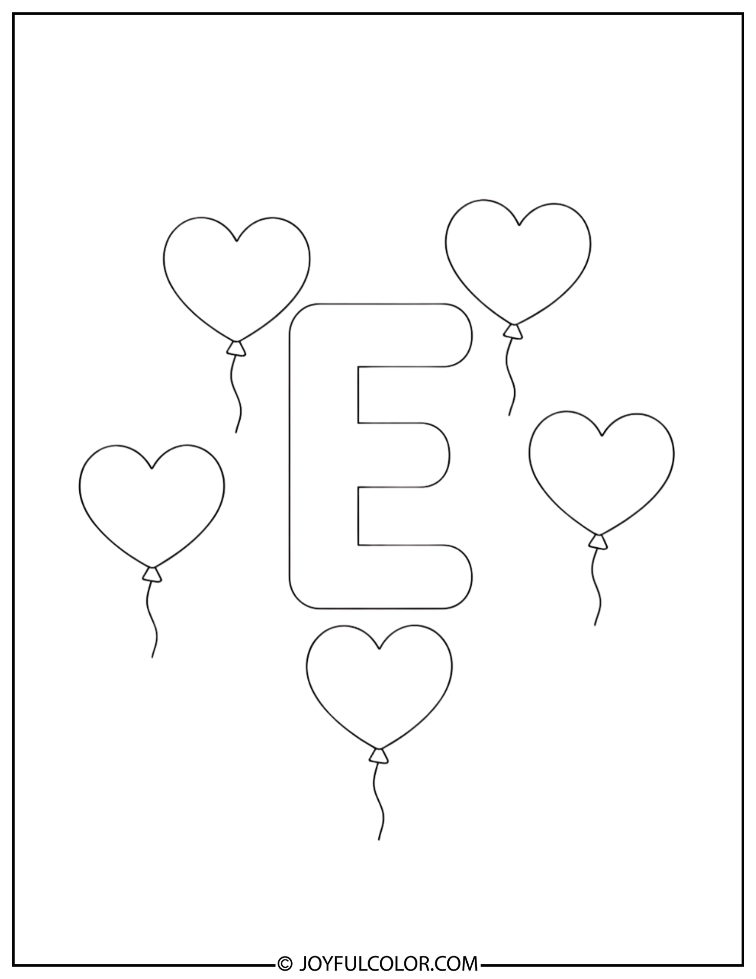 Birthday Letter E Coloring Page