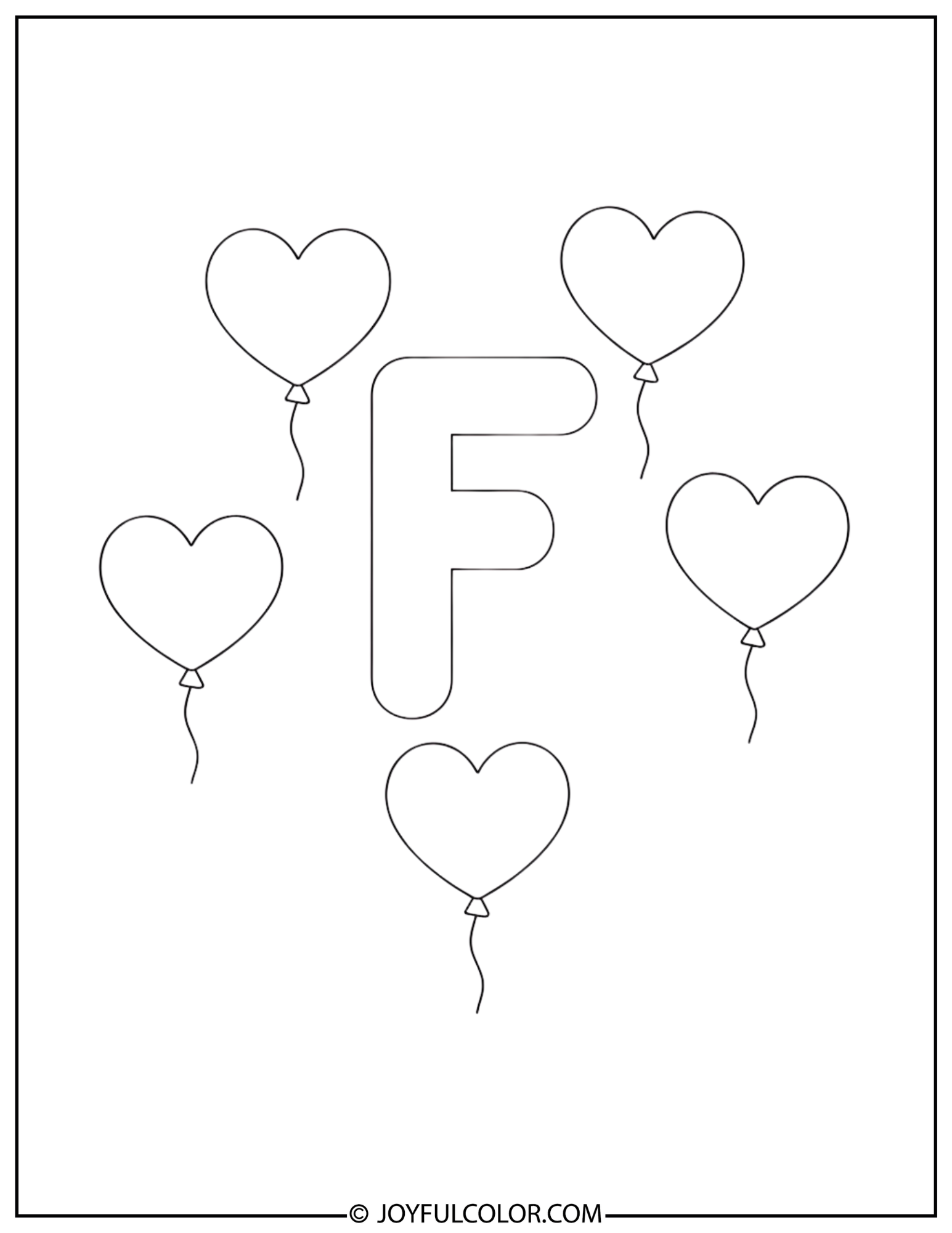 Birthday Balloons Letter F Coloring Page