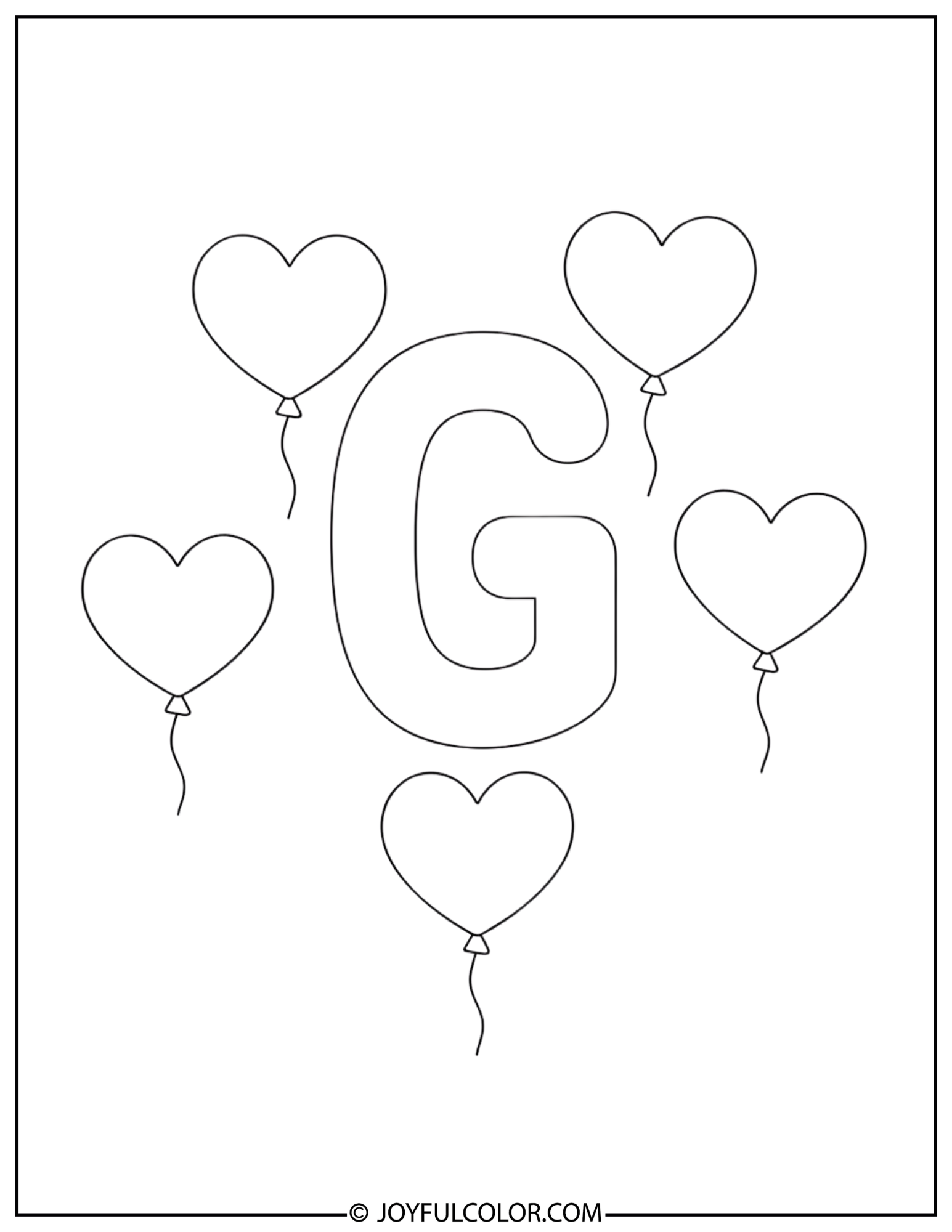 Birthday Balloons Letter G Coloring Page