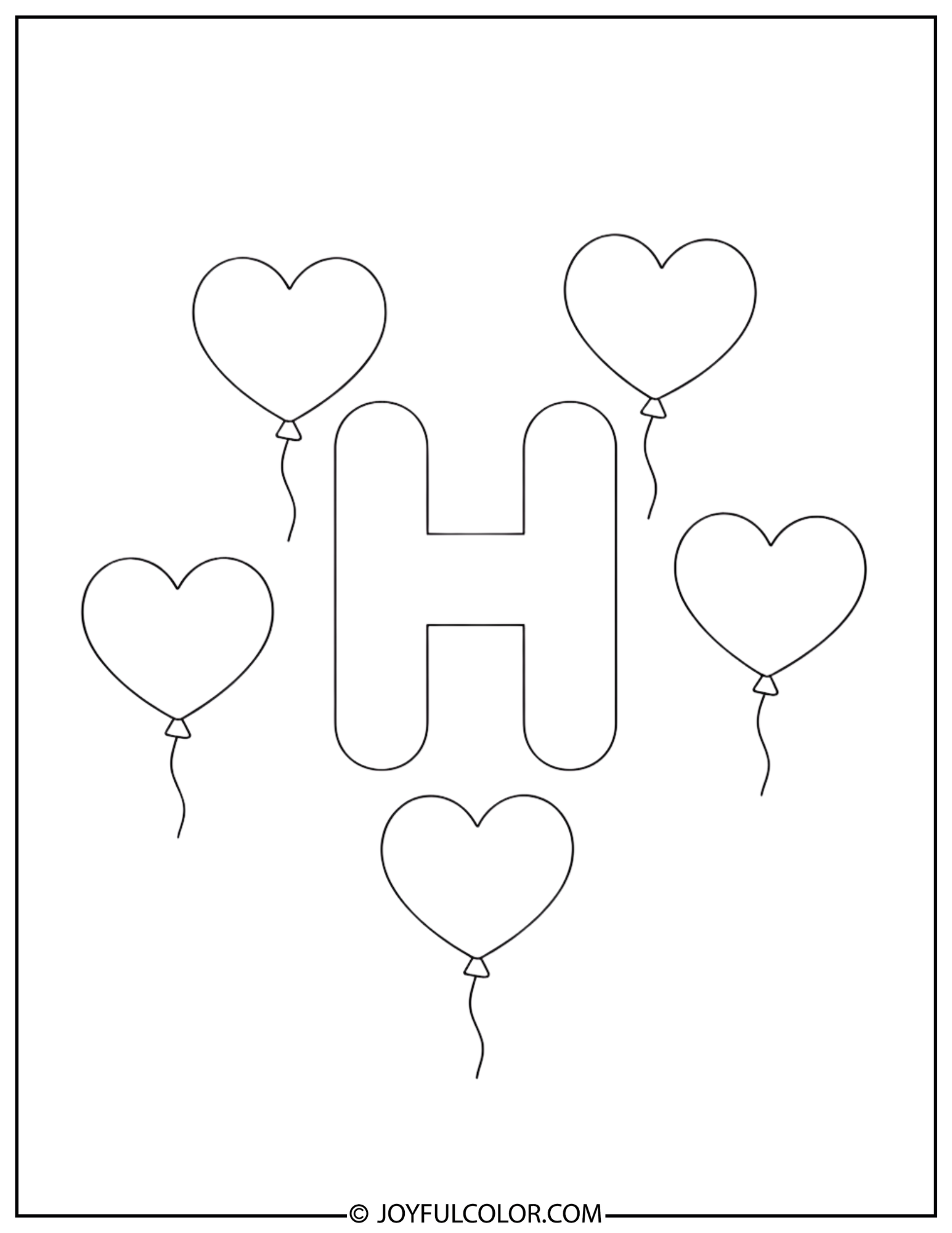Birthday Balloons Letter H Coloring Page