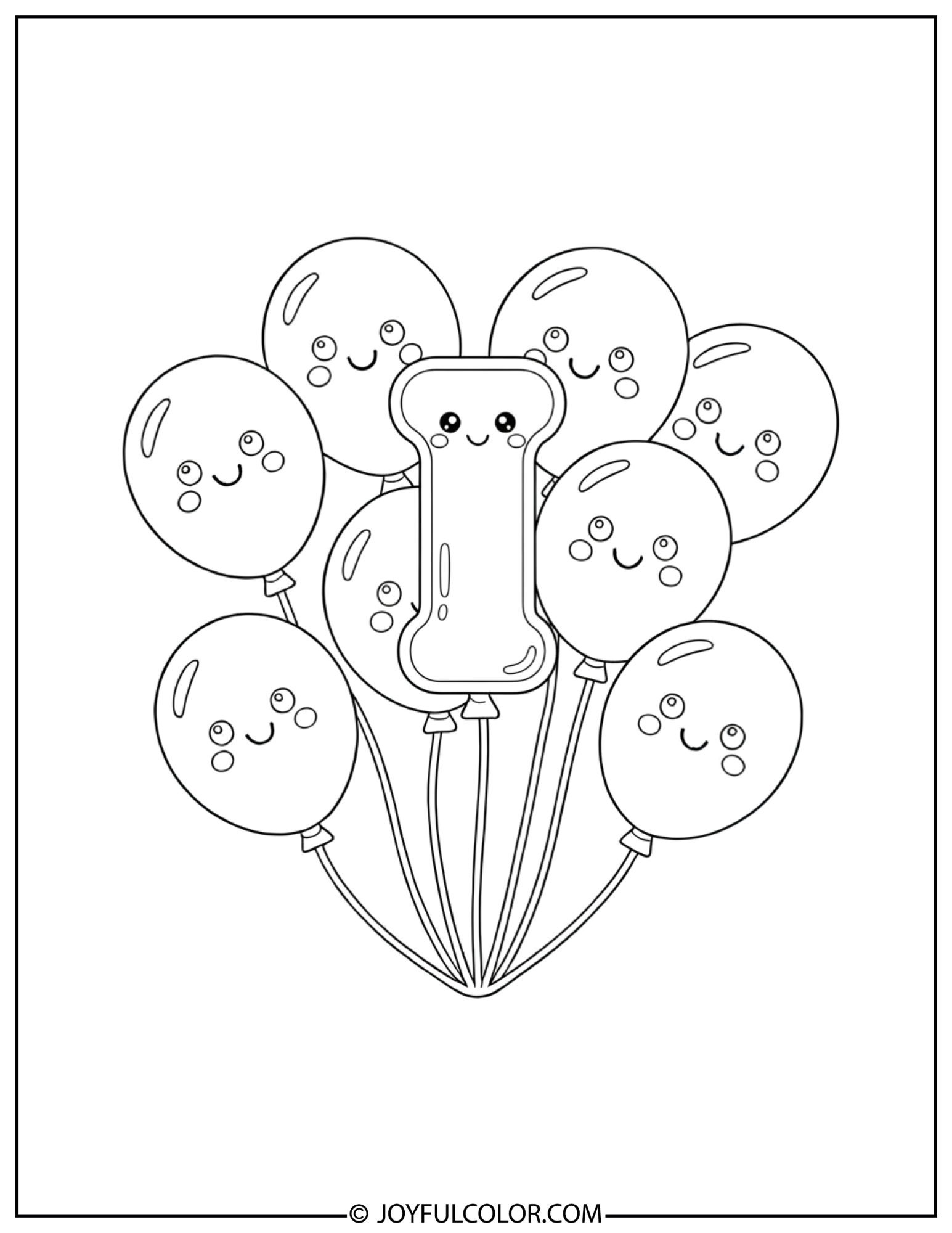 Birthday Balloons Letter I Coloring Page 2