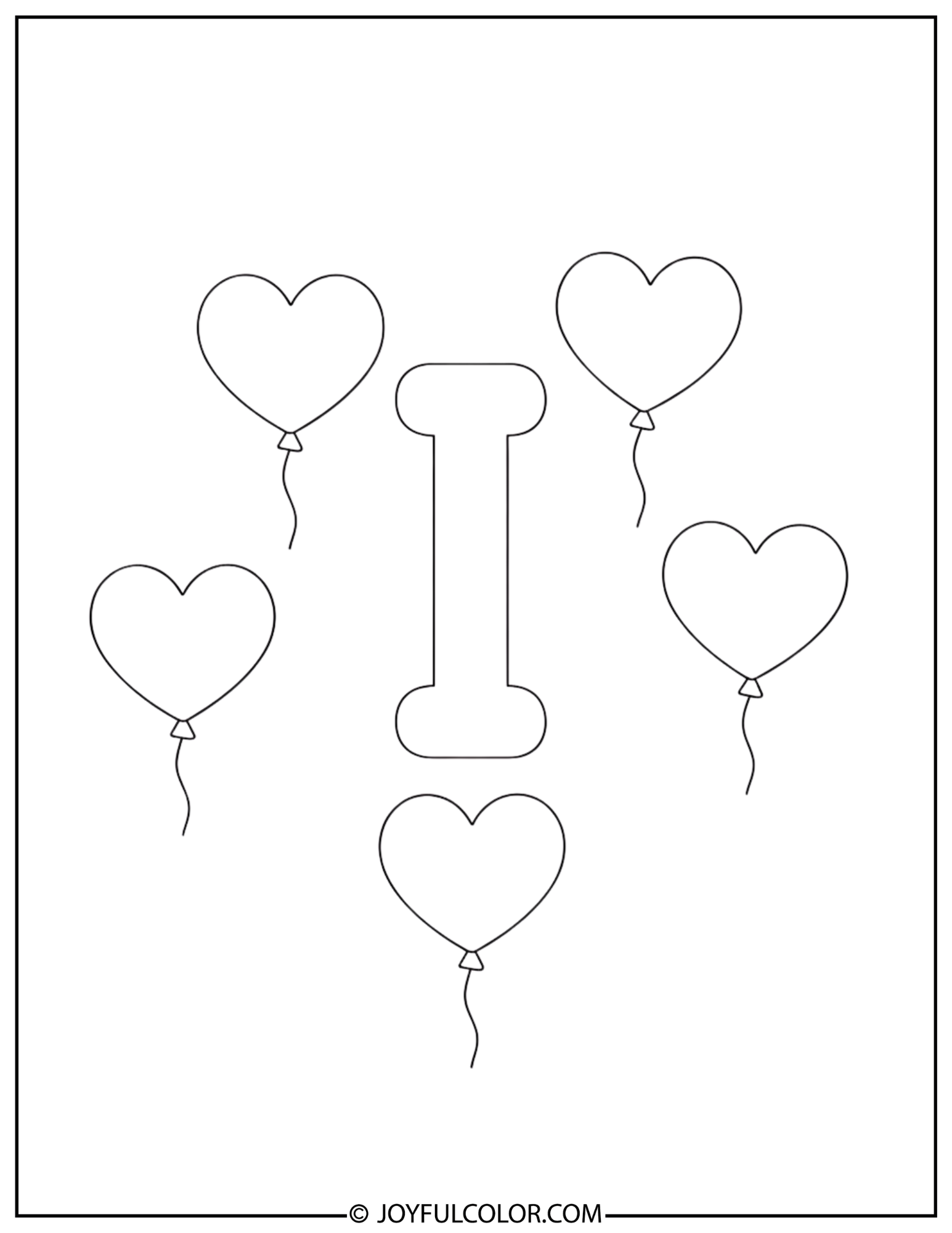 Birthday Balloons Letter I Coloring Page
