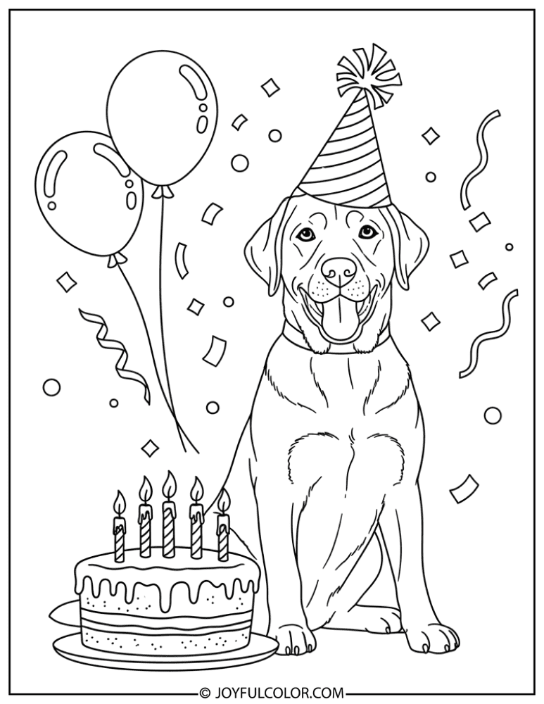 Birthday Party Lab Coloring Page