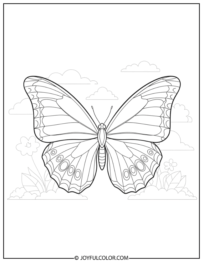 Blue Morpho Butterfly Coloring Page