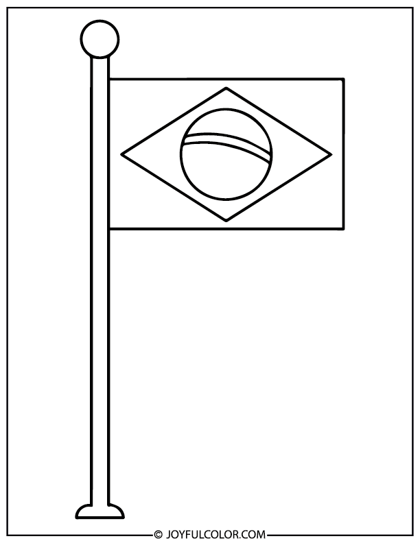 Brazil Flag on Flagpole