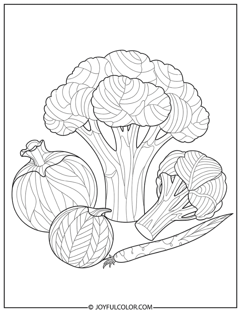 Broccoli Zentangle Coloring Page