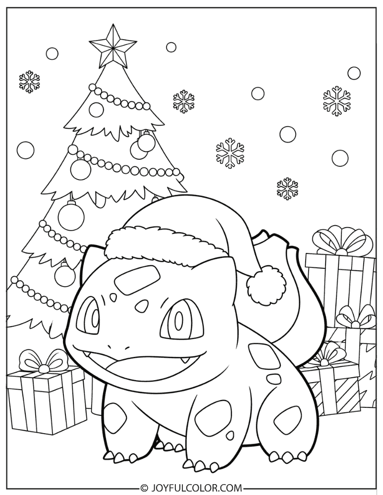 Bulbasaur Christmas Coloring Page