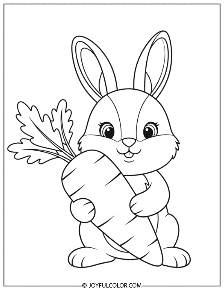 Bunny Holding a Carrot Coloring Page