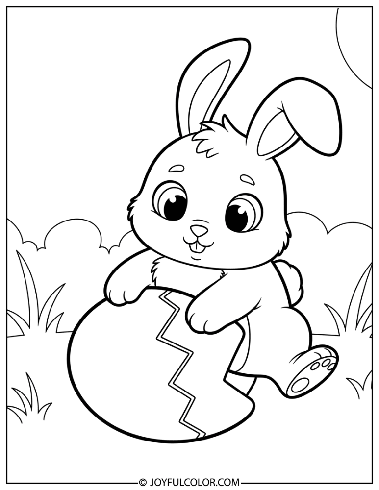 Bunny Slipping on Egg Coloring Page