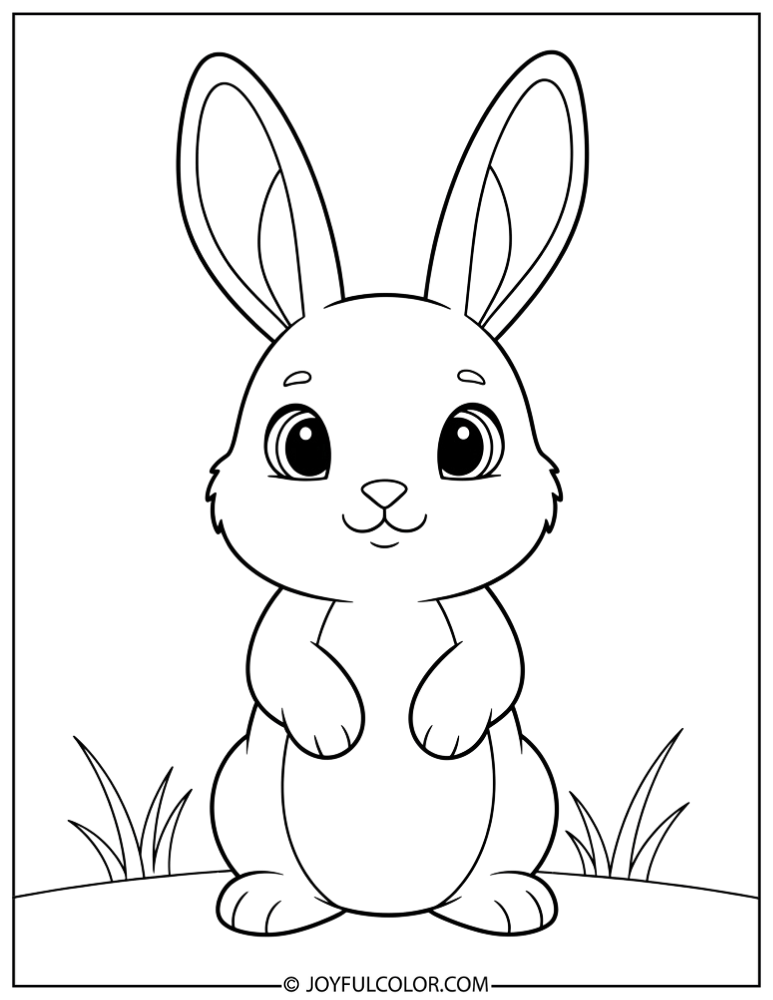 Bunny Standing on Hind Legs Coloring Page