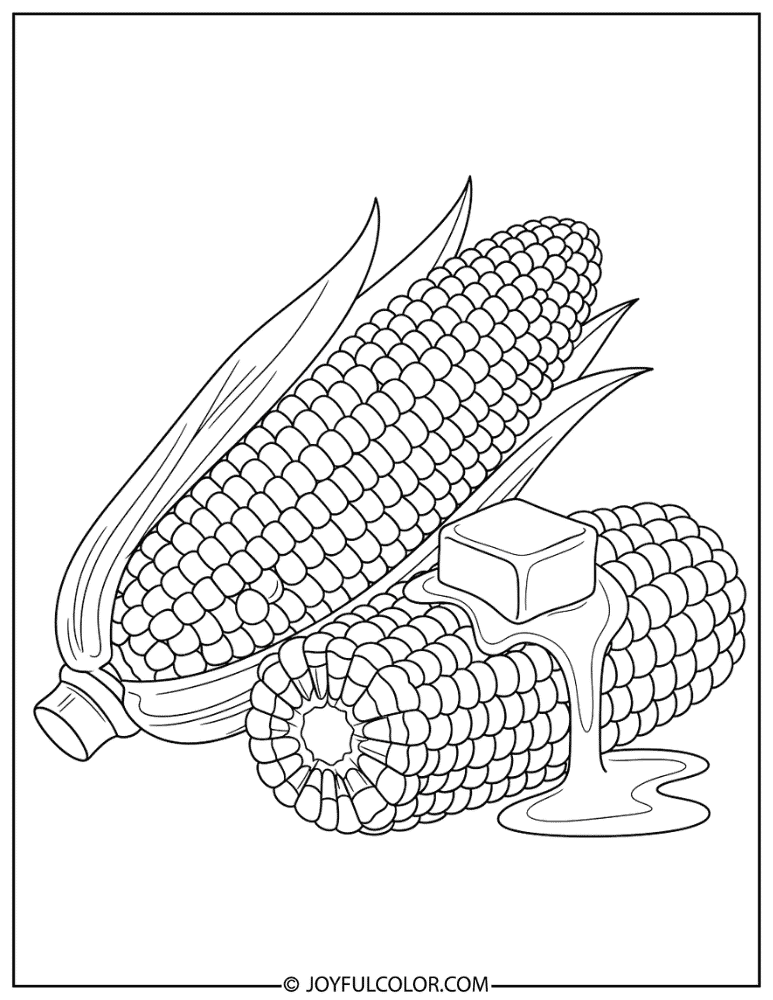 Buttered Corn on the Cob Coloring Page