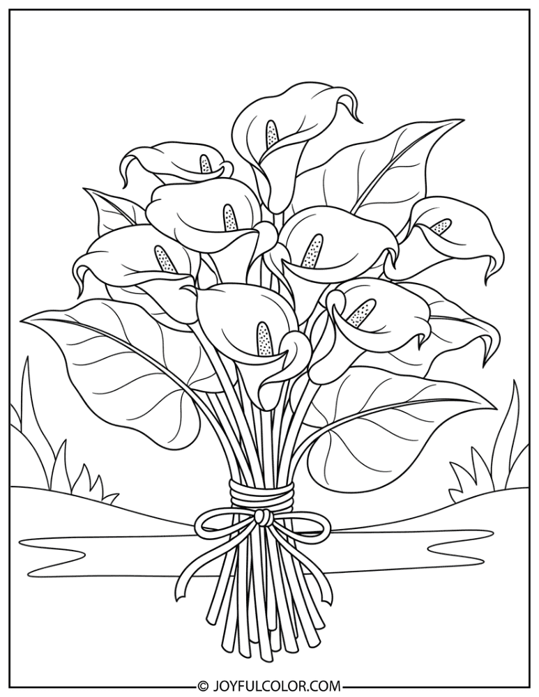 Calla Lily Bouquet Coloring Page