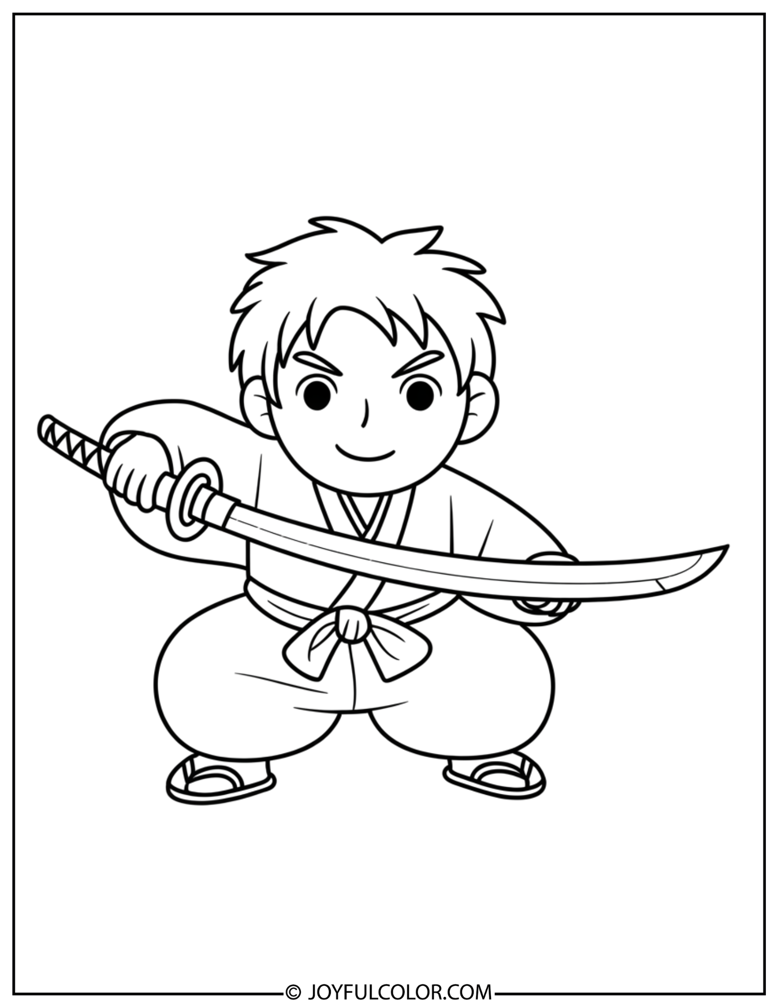 Tanjiro Calm Sword Pose Coloring Page