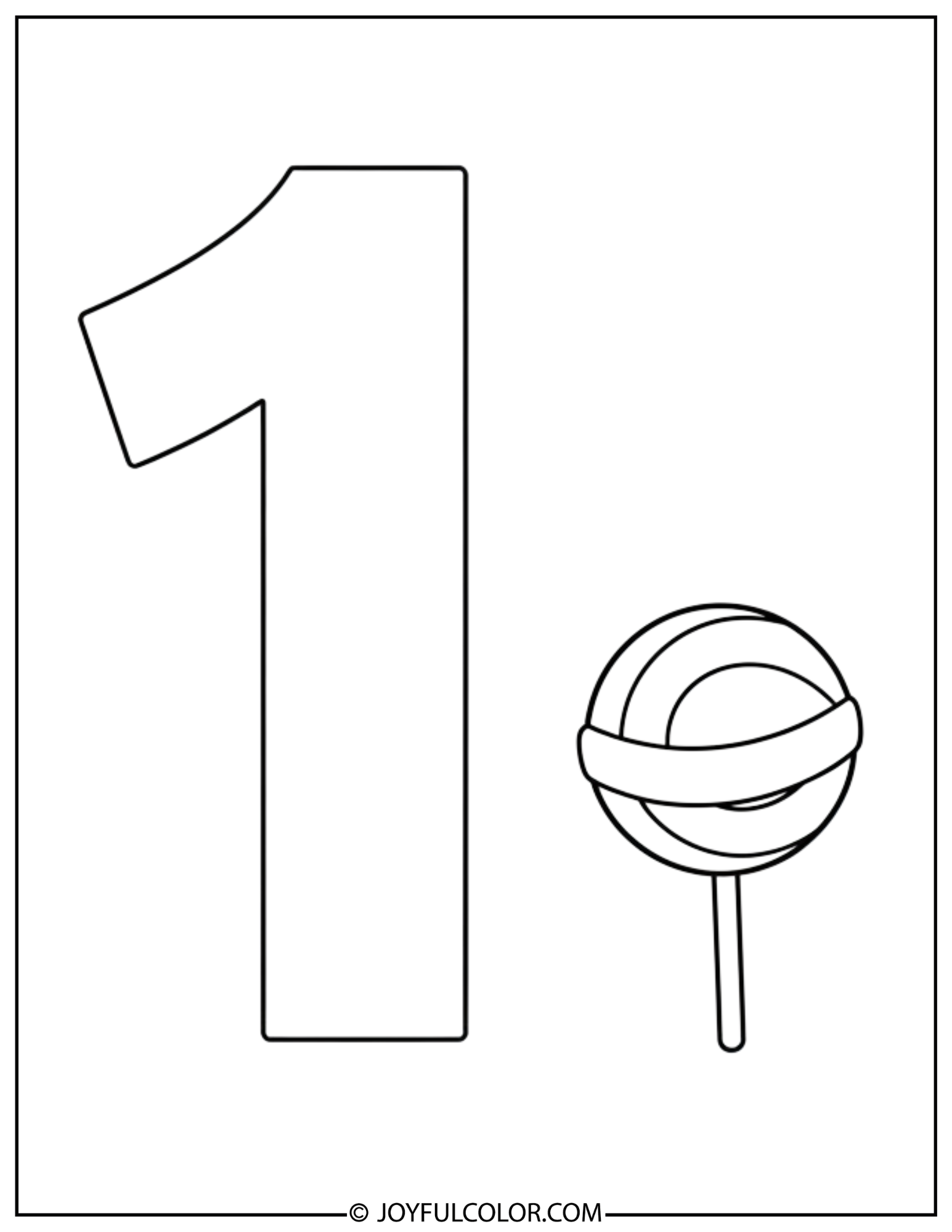 Candy Number 1 Coloring Page