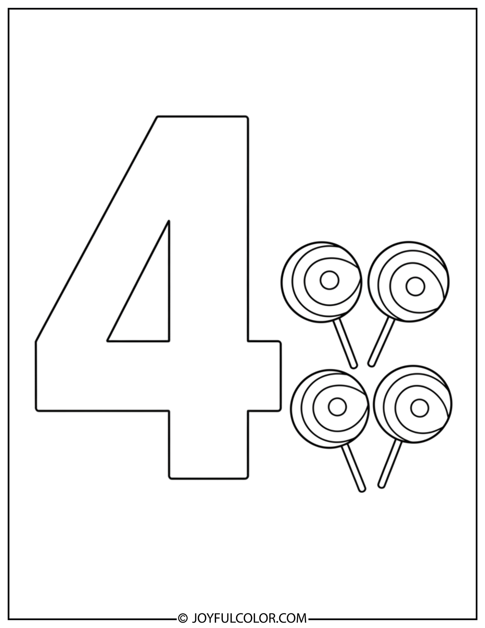 Candy Number 4 Coloring Page