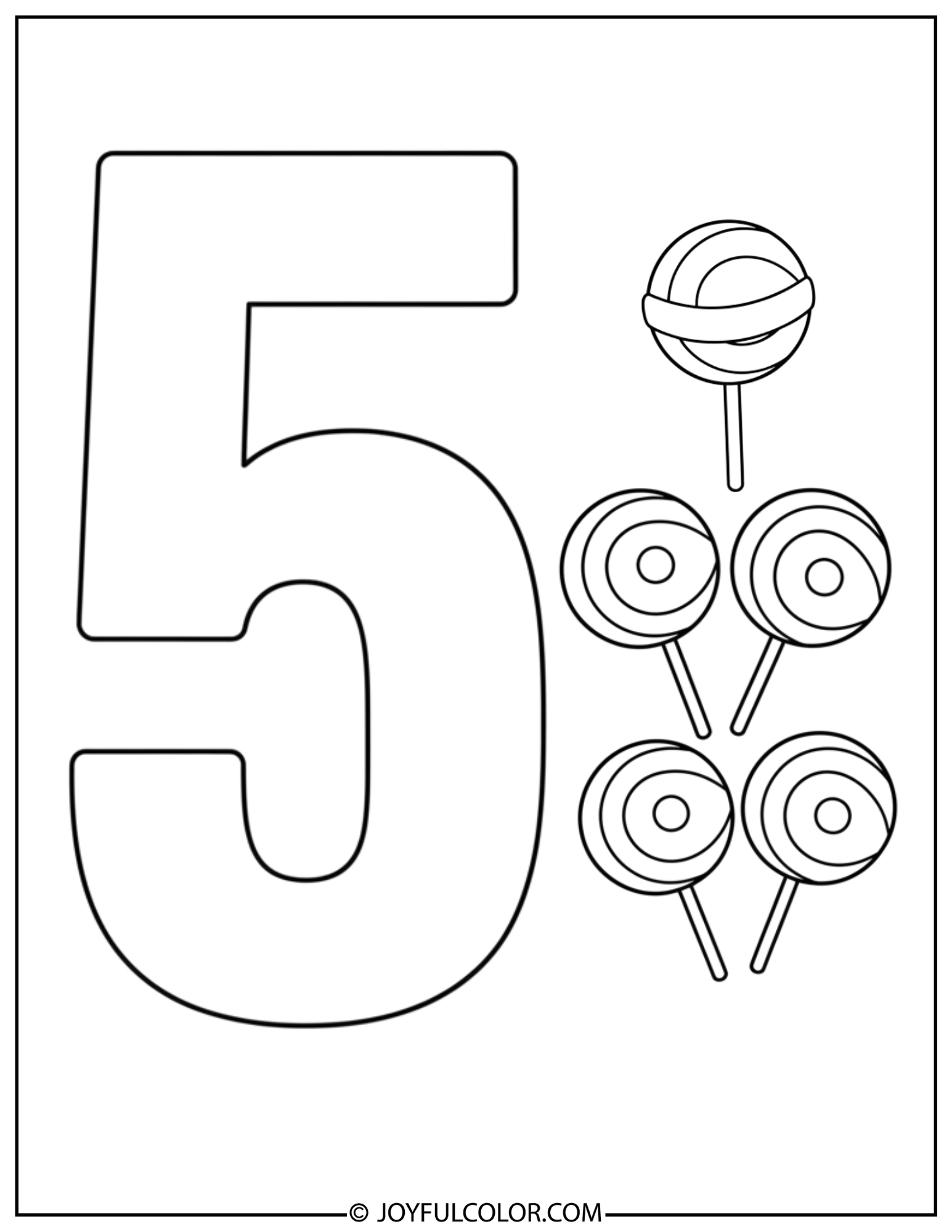 Candy Number 5 Coloring Page 2