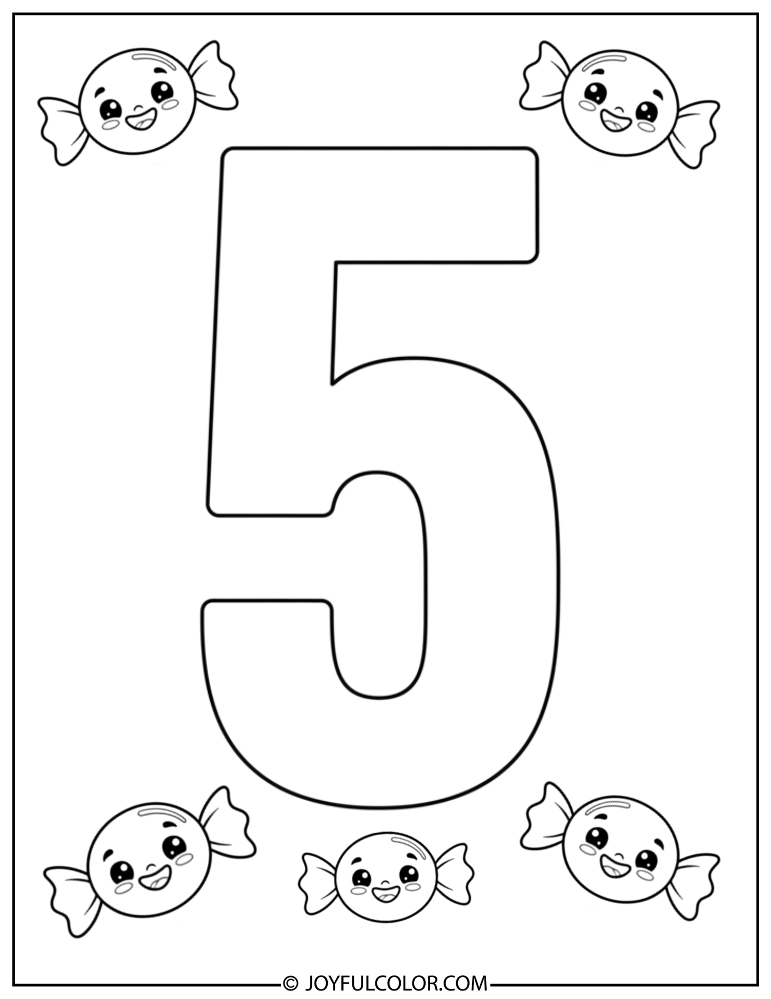 Candy Number 5 Coloring Page