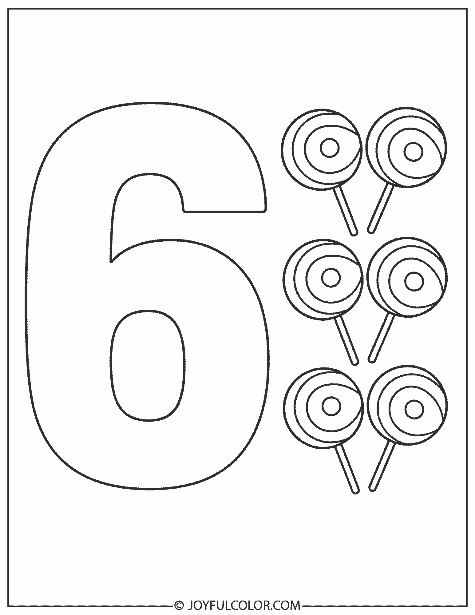 Sweet Candy Number 6 Coloring Page