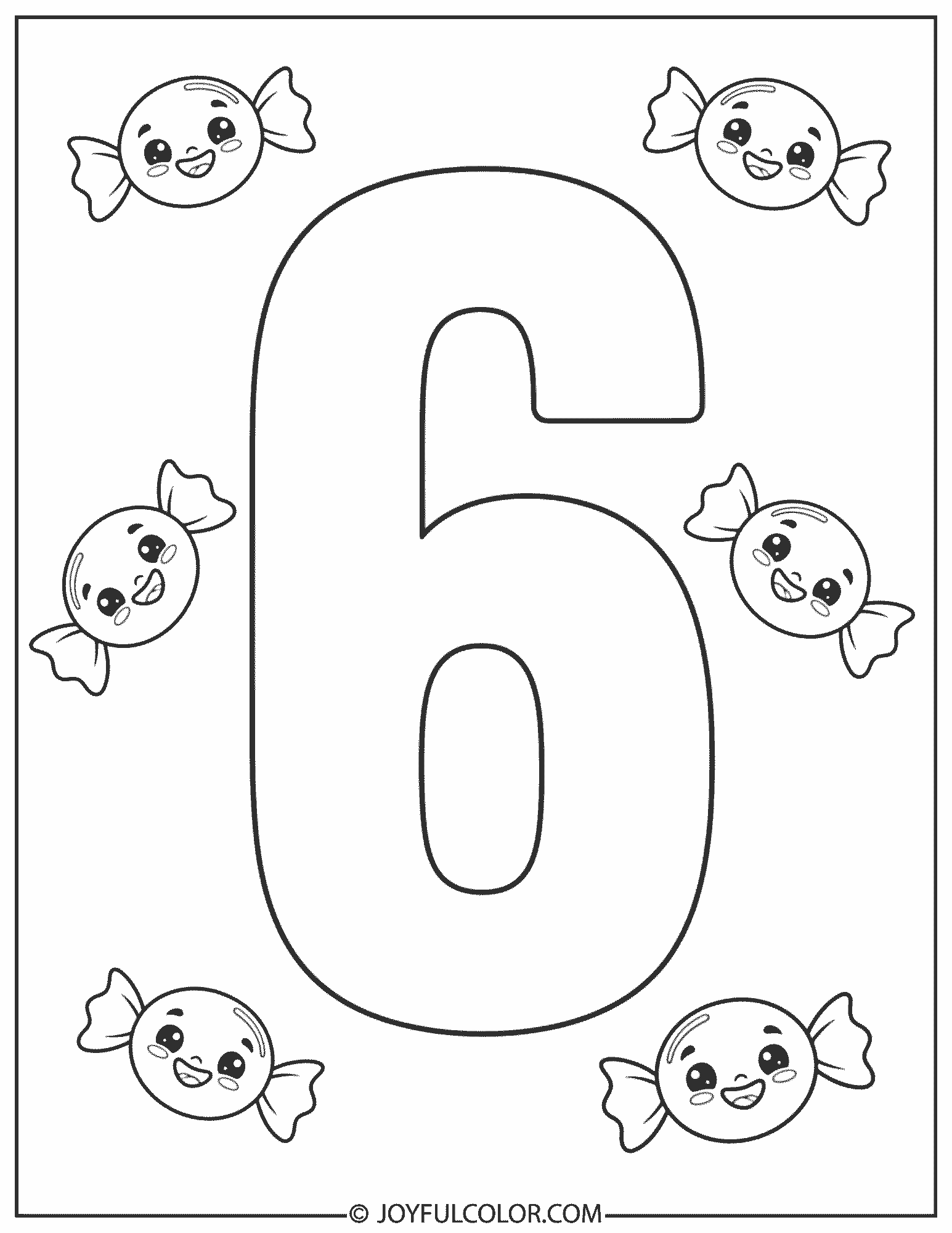 Sweet Candy Number 6 Coloring Page