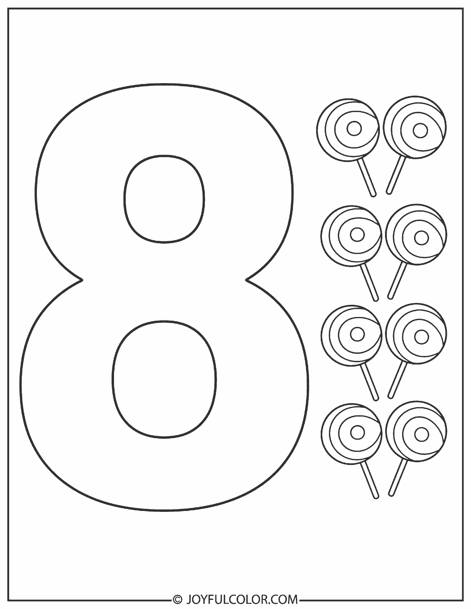 Candy Number 8 Coloring Page