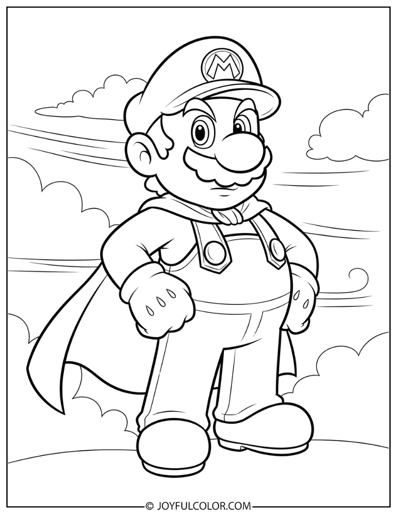 Cape Mario Coloring Page