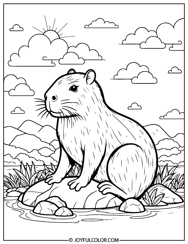 Capybara Coloring Page